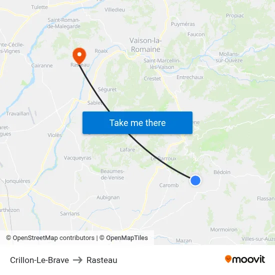 Crillon-Le-Brave to Rasteau map