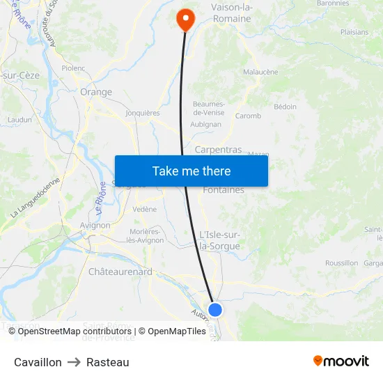 Cavaillon to Rasteau map