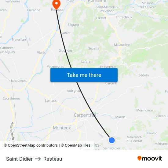 Saint-Didier to Rasteau map