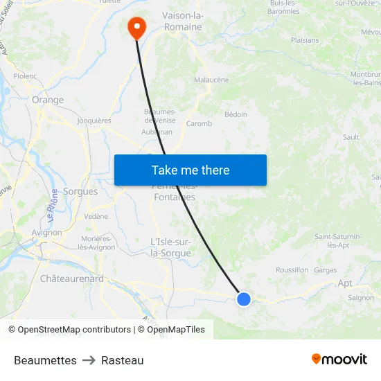 Beaumettes to Rasteau map