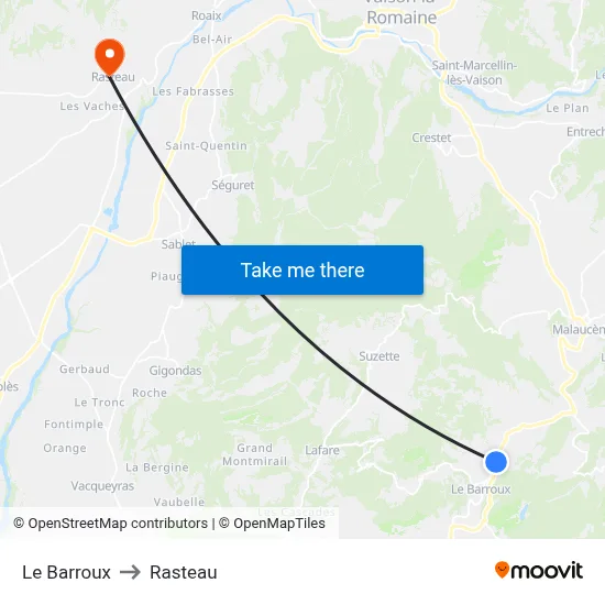 Le Barroux to Rasteau map
