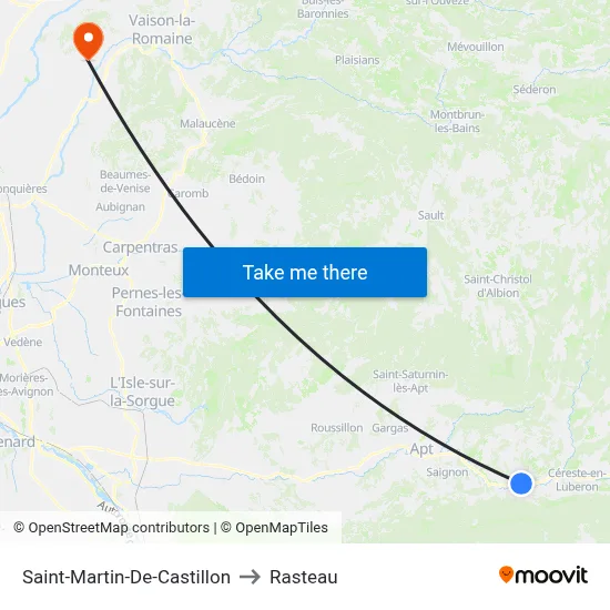 Saint-Martin-De-Castillon to Rasteau map