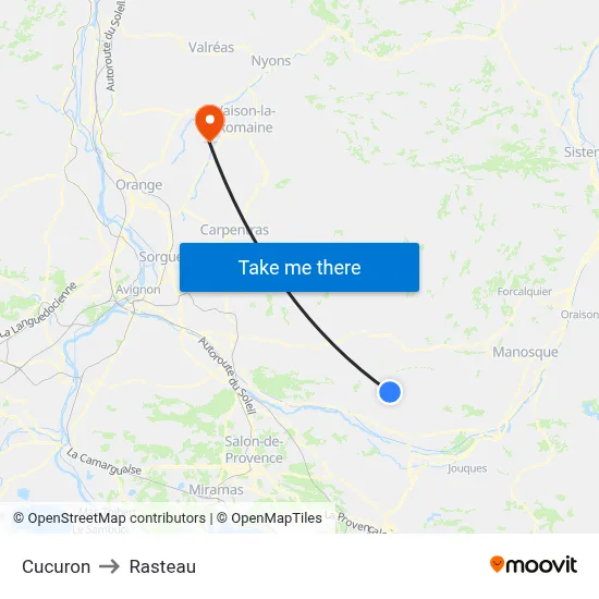 Cucuron to Rasteau map