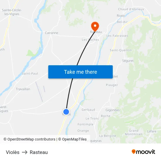 Violès to Rasteau map