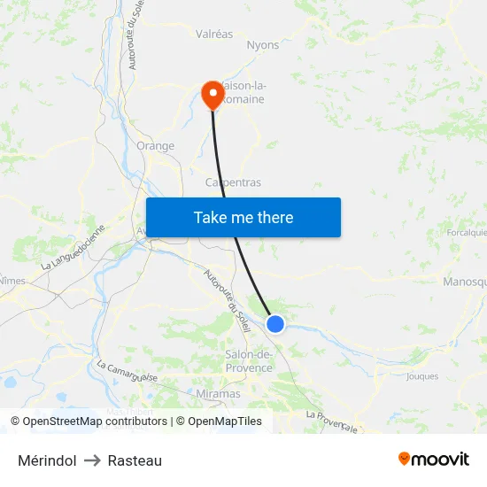 Mérindol to Rasteau map