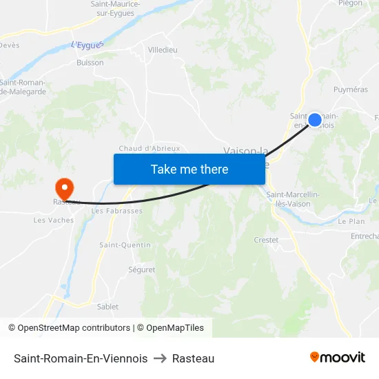 Saint-Romain-En-Viennois to Rasteau map