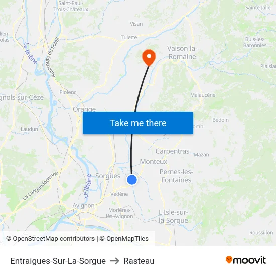 Entraigues-Sur-La-Sorgue to Rasteau map