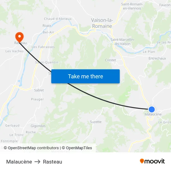 Malaucène to Rasteau map