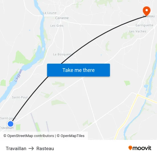 Travaillan to Rasteau map