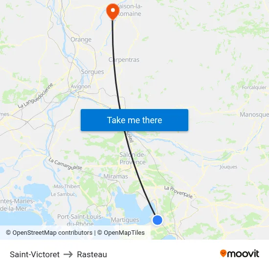 Saint-Victoret to Rasteau map