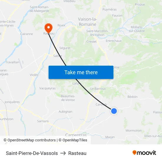 Saint-Pierre-De-Vassols to Rasteau map