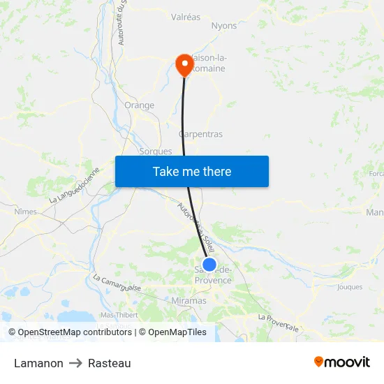 Lamanon to Rasteau map