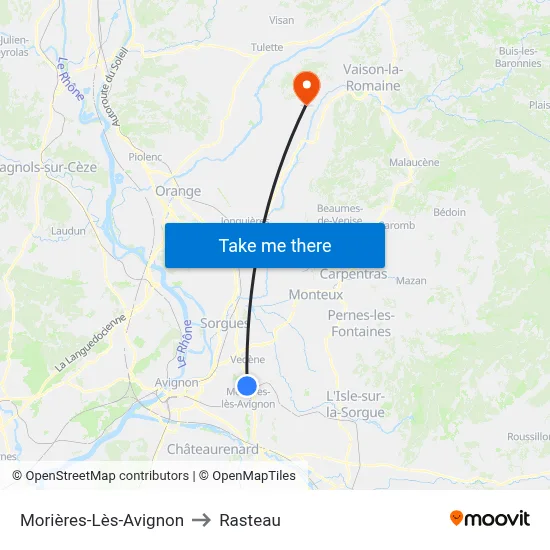 Morières-Lès-Avignon to Rasteau map