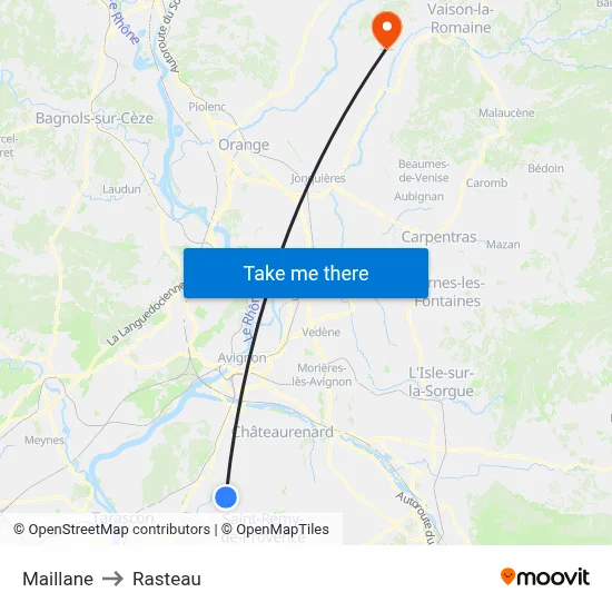 Maillane to Rasteau map