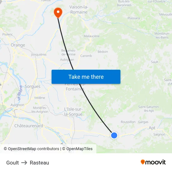 Goult to Rasteau map