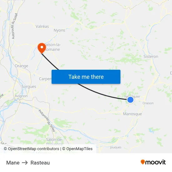 Mane to Rasteau map