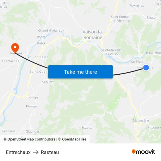 Entrechaux to Rasteau map