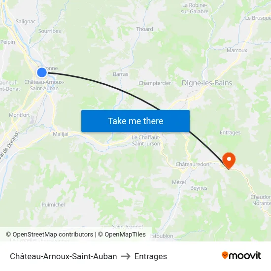Château-Arnoux-Saint-Auban to Entrages map