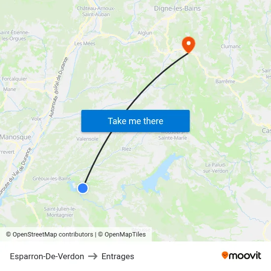 Esparron-De-Verdon to Entrages map