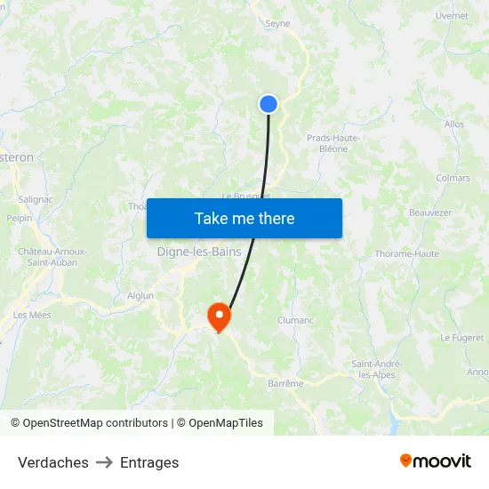 Verdaches to Entrages map