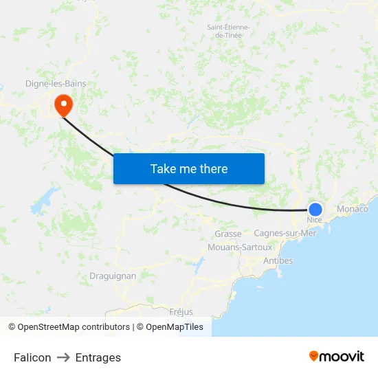 Falicon to Entrages map