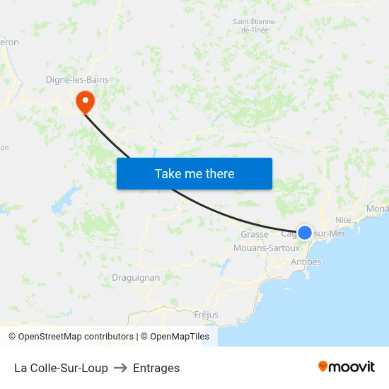 La Colle-Sur-Loup to Entrages map