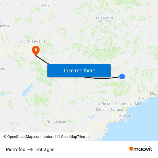 Pierrefeu to Entrages map