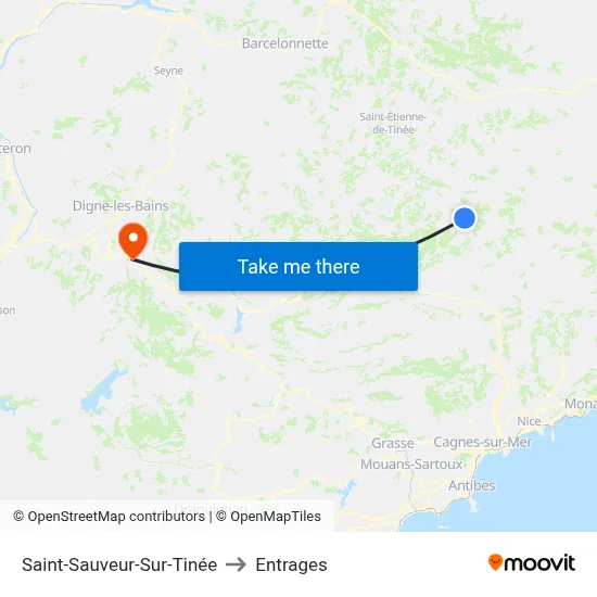 Saint-Sauveur-Sur-Tinée to Entrages map