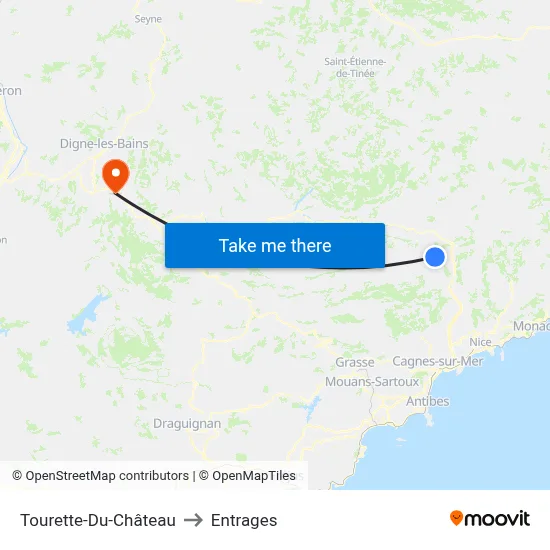 Tourette-Du-Château to Entrages map