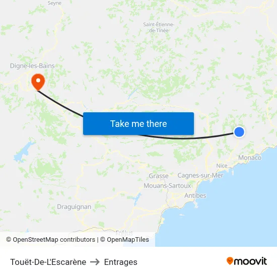 Touët-De-L'Escarène to Entrages map