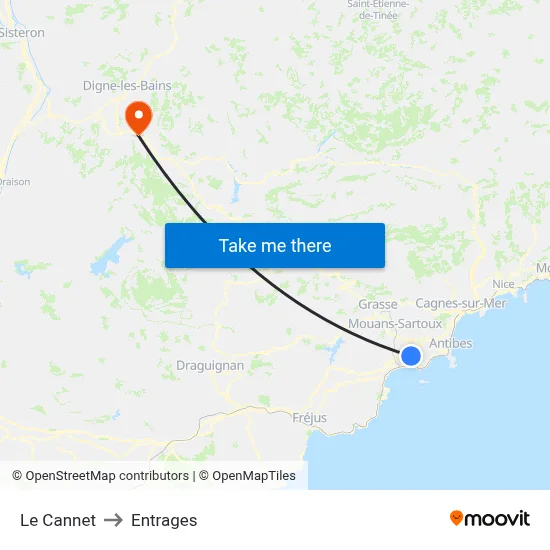 Le Cannet to Entrages map