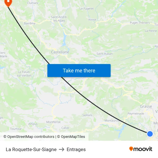 La Roquette-Sur-Siagne to Entrages map