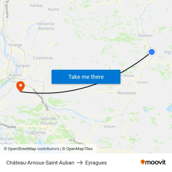 Château-Arnoux-Saint-Auban to Eyragues map