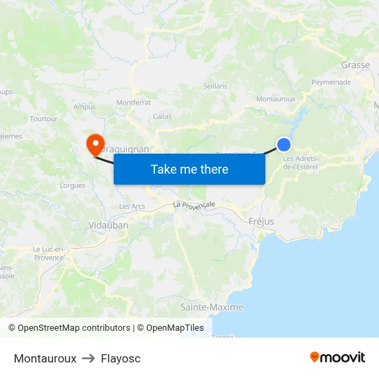 Montauroux to Flayosc map