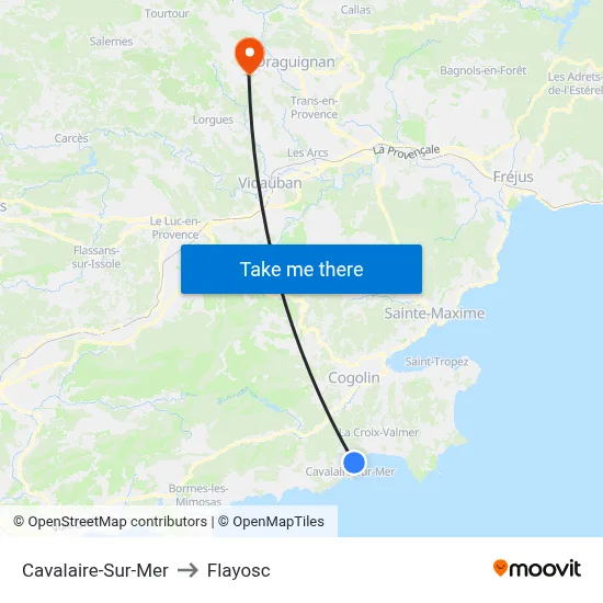 Cavalaire-Sur-Mer to Flayosc map