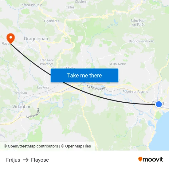 Fréjus to Flayosc map