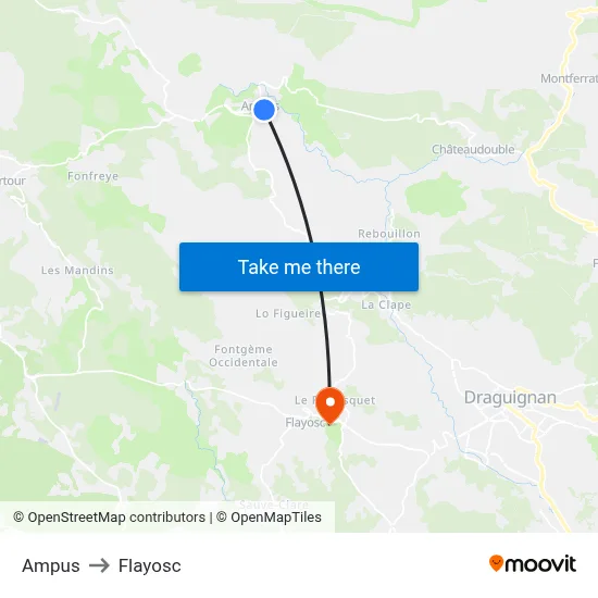 Ampus to Flayosc map
