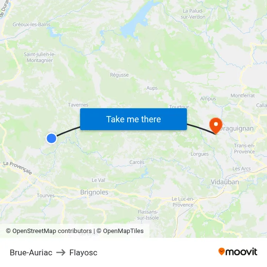 Brue-Auriac to Flayosc map