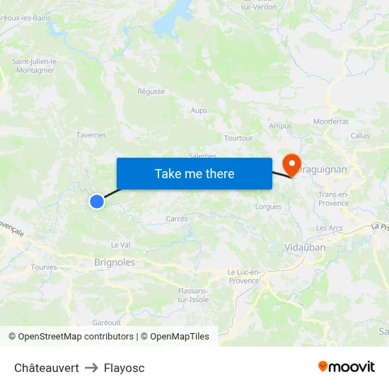 Châteauvert to Flayosc map