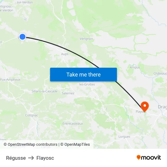 Régusse to Flayosc map