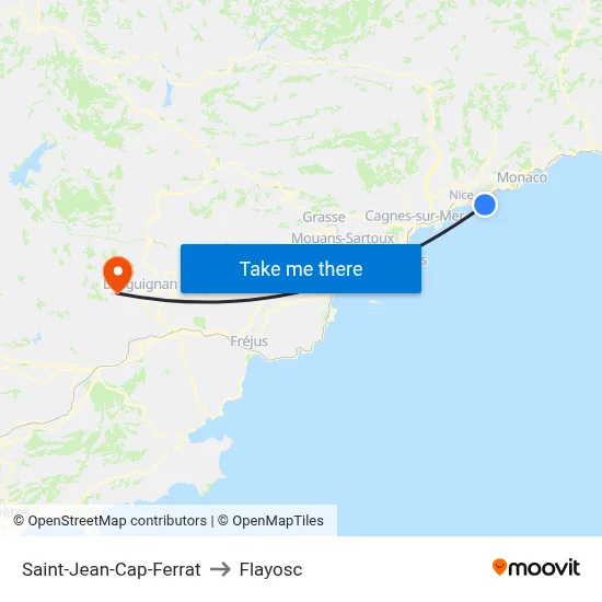 Saint-Jean-Cap-Ferrat to Flayosc map