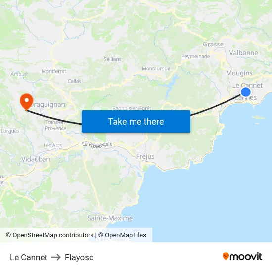 Le Cannet to Flayosc map