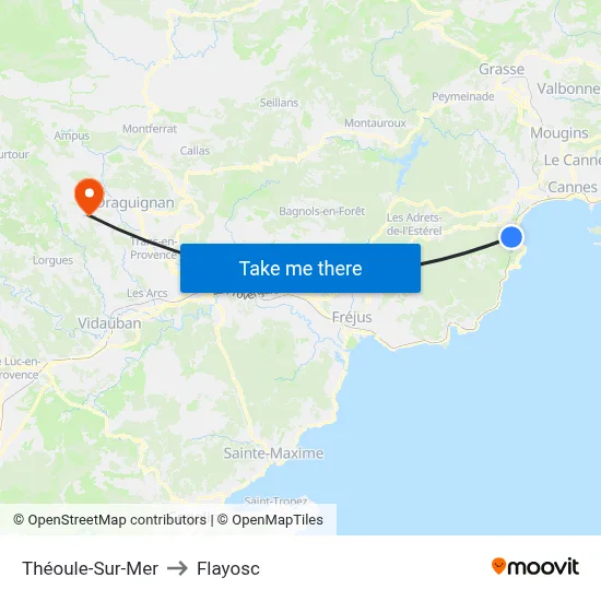 Théoule-Sur-Mer to Flayosc map