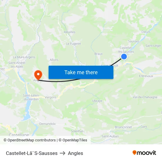 Castellet-Lã¨S-Sausses to Angles map