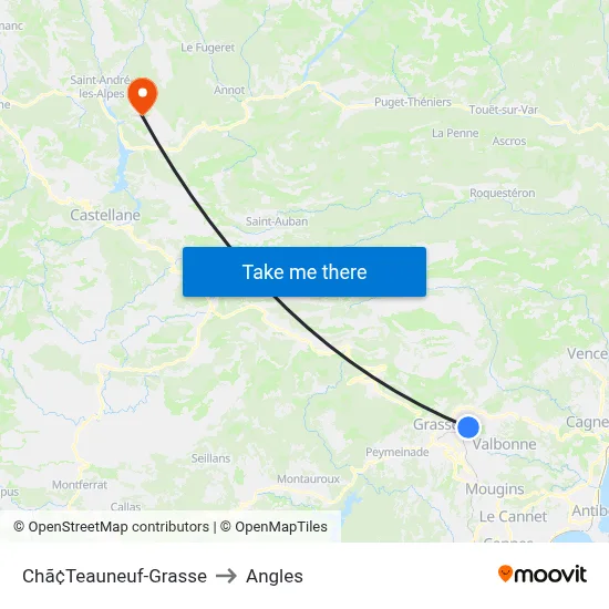 Chã¢Teauneuf-Grasse to Angles map