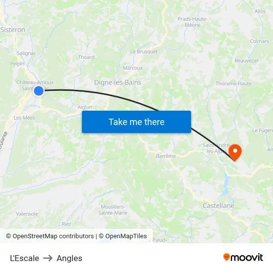 L'Escale to Angles map