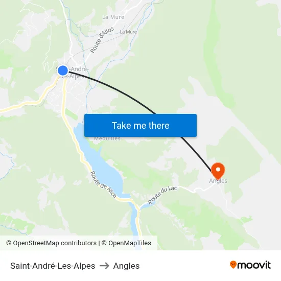 Saint-André-Les-Alpes to Angles map