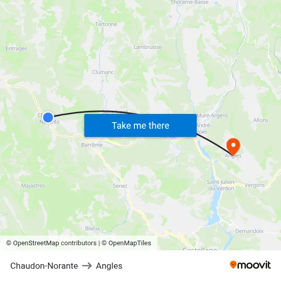 Chaudon-Norante to Angles map