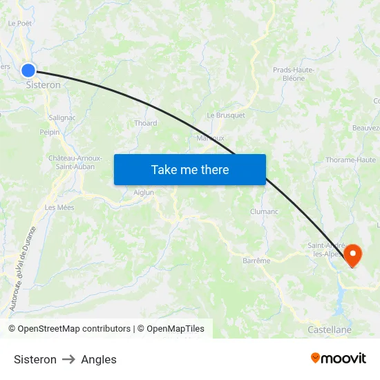 Sisteron to Angles map