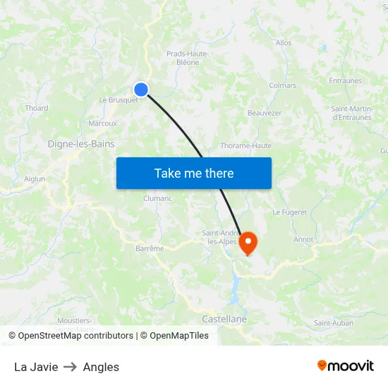 La Javie to Angles map